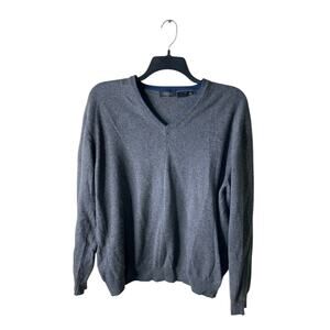 Barneys New York Sweater Men XL V-Neck Cashmere Wool Italy Made Pullover Preppy